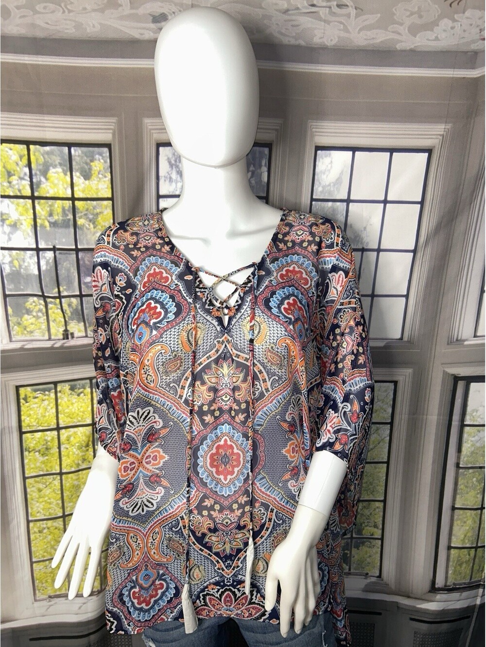Westport 1962 Dressbarn Boho Paisley Blouse – Size Medium